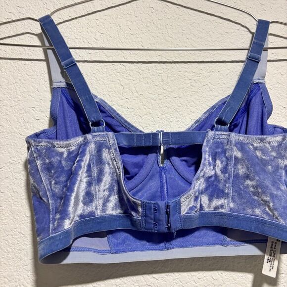 Free People Camille Velvet Bustier Longline Push Up Bra Blue 34C Underwired - Picture 5 of 8
